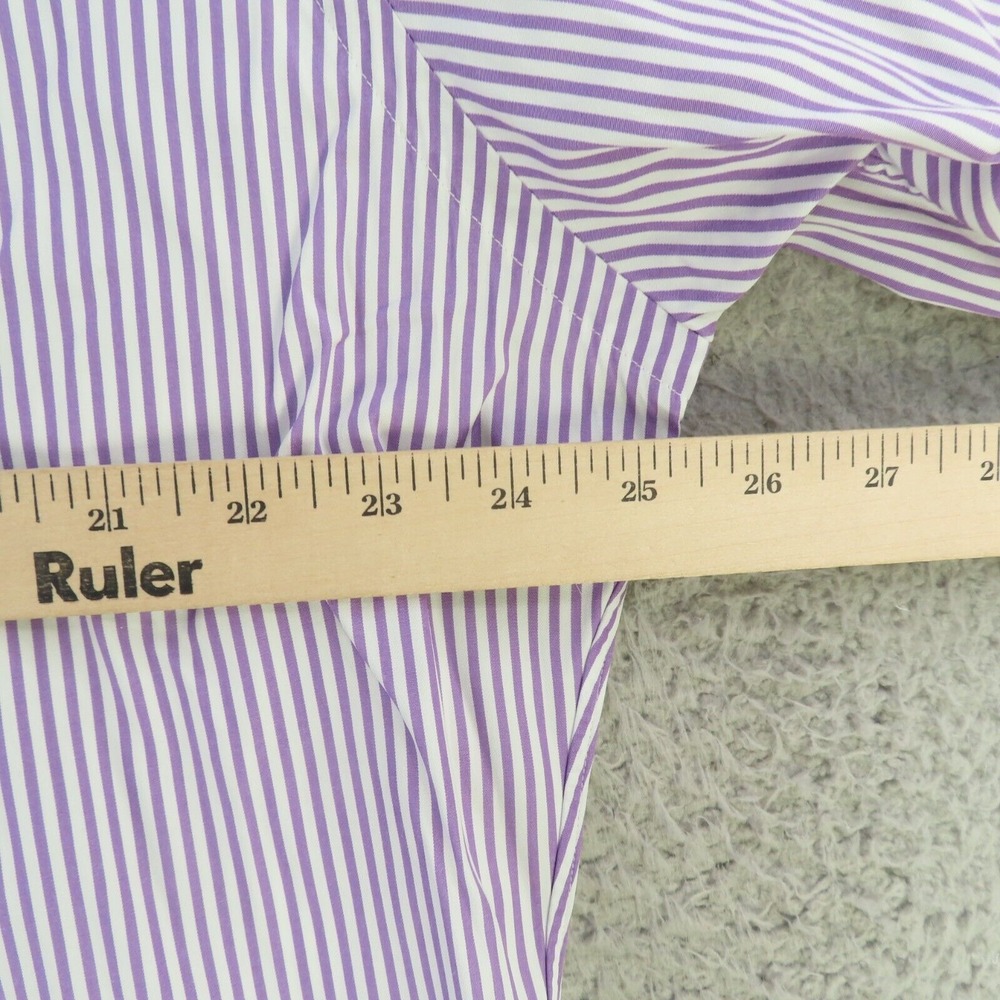 Ralph Lauren Shirt Mens Large 16.5 Purple Striped Long Sleeve Green Pony Classic - Picture 7 of 8